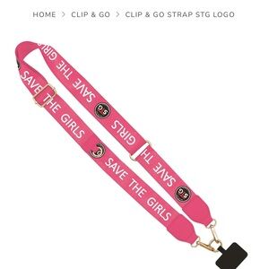 NWT Save The Girls Clip and Go Cell Phone Strap
